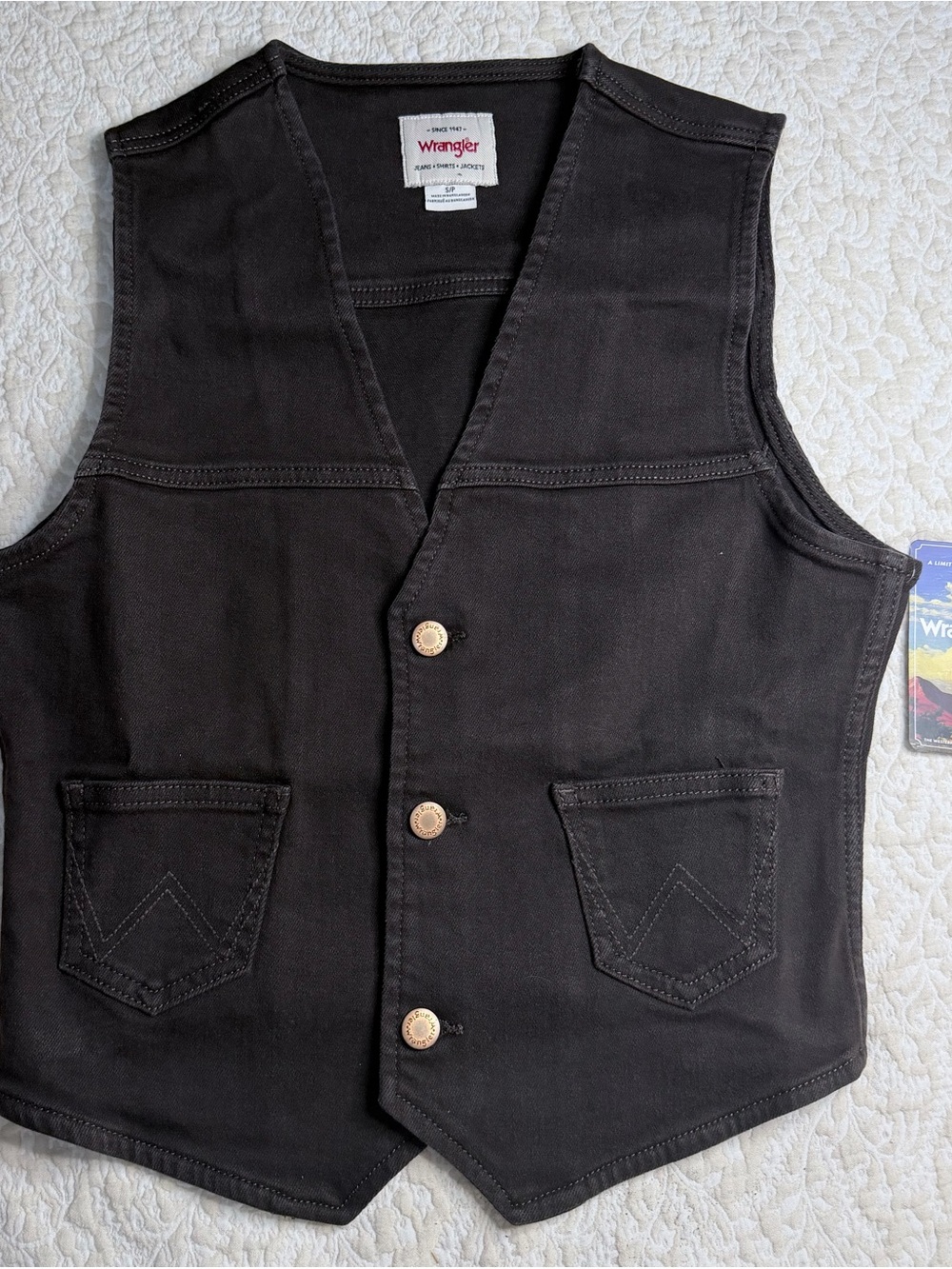 Wrangler Brown Women's Denim Vest with Patch Pockets